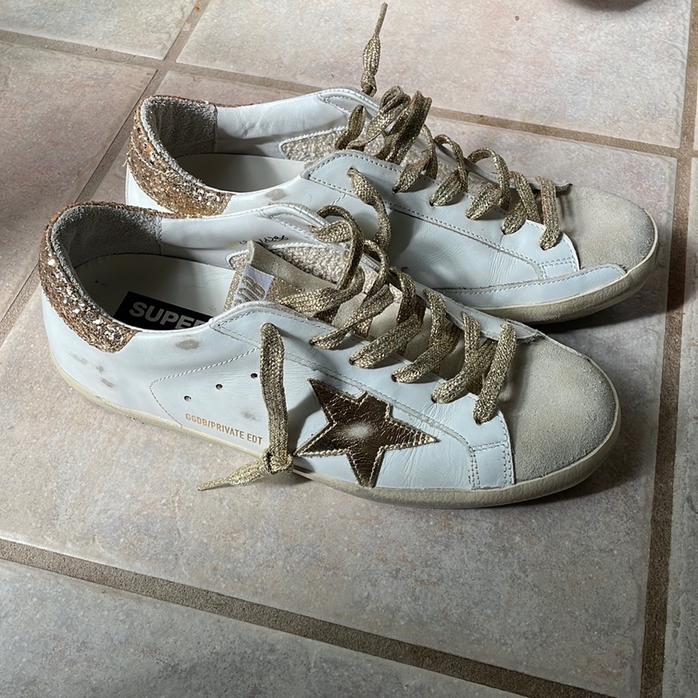 Golden Goose Private Edition Superstar Sneakers 39 Gold Glitter